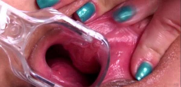 Silky pink pussy being spread